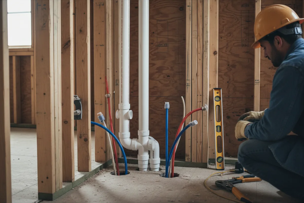 Drain and supply rough-in during Toilet Repair and Installation in Wittman