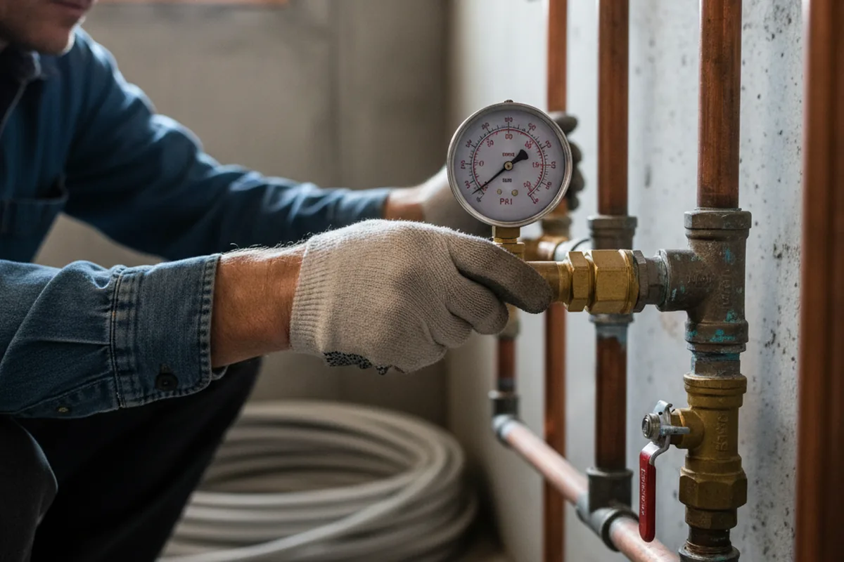 Pressure testing a repaired line during Water Line Repair in Wittman